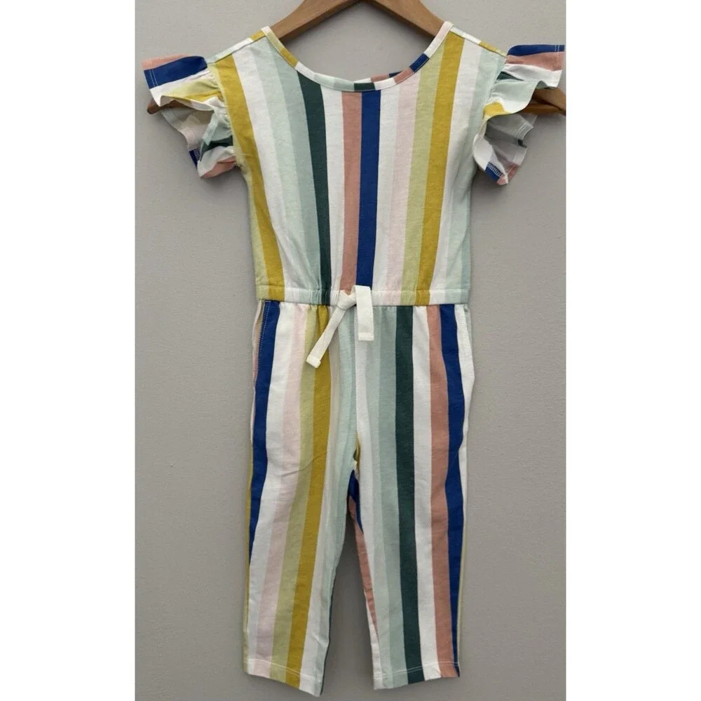 Tea Collection 2T Striped Spring/Summer Flutter Sleeve Jumpsuit